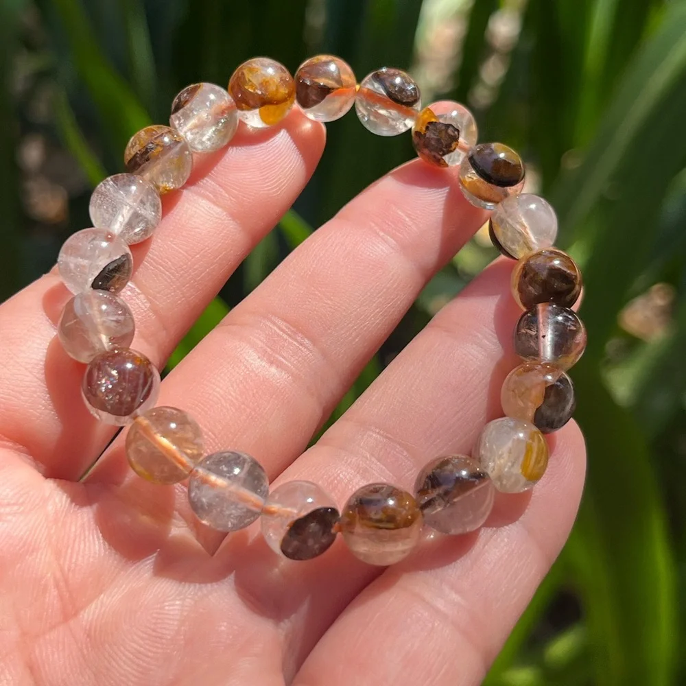 6.5 inches 9mm‎ stretchable brown golden healer bracelet
